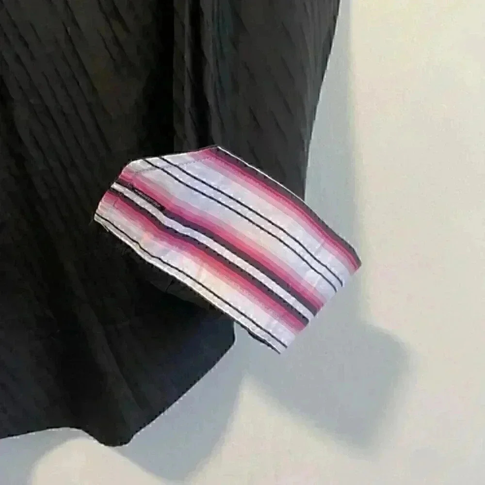 Express Design Studio Dark Grey Horizontal Stripe w Pink Pop of Colour - Picture 5 of 7